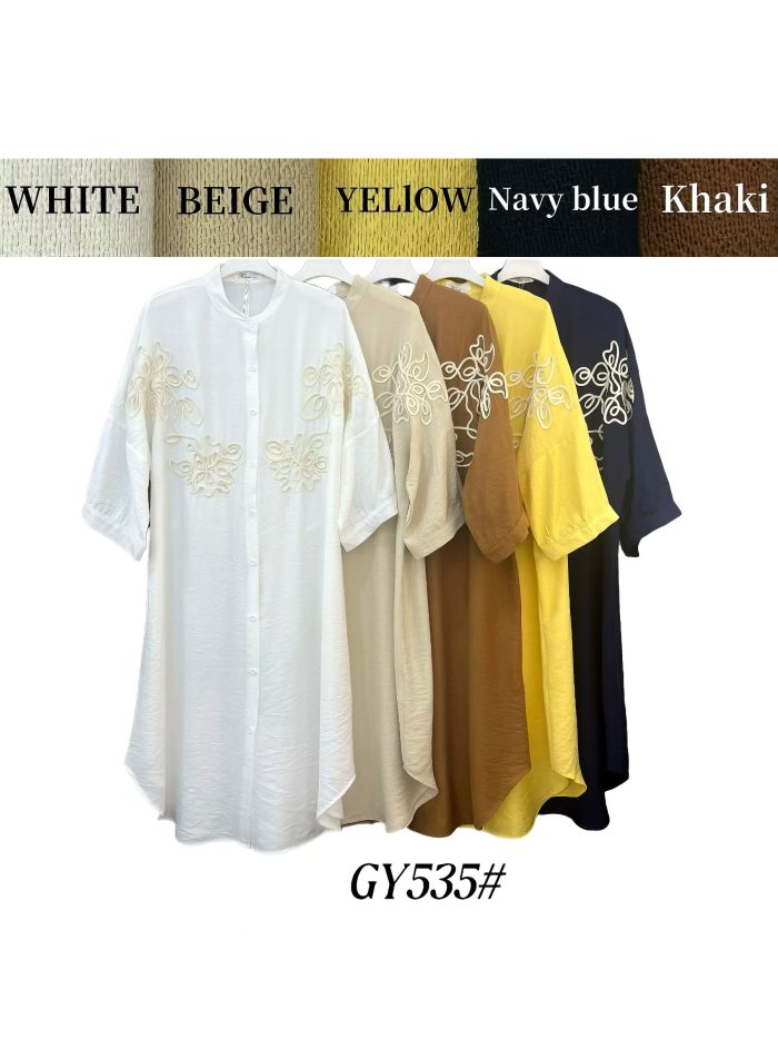 Vestido camisero bordado floral