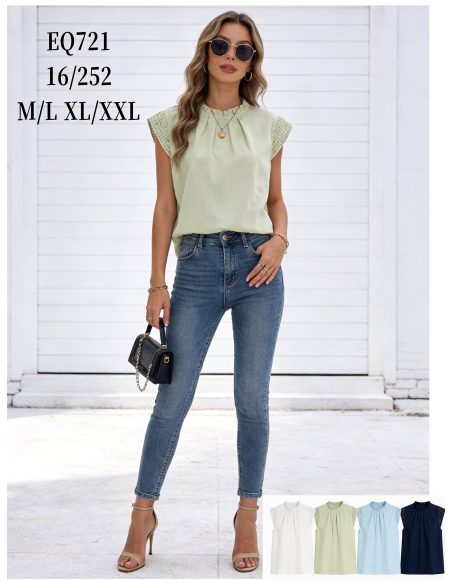 Blusa mangas trenzada cuello fruncido