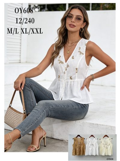 Blusa peplum bordado y escote pico 2