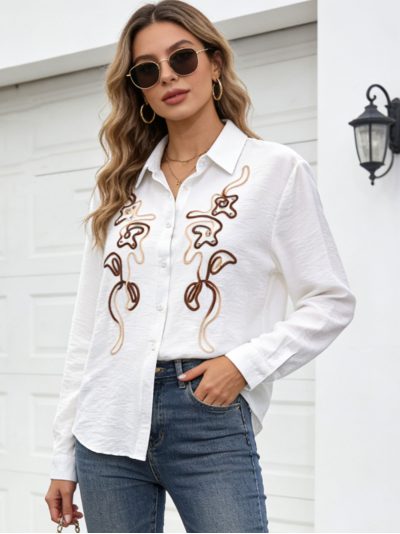 Camisa bordada relieve con botones