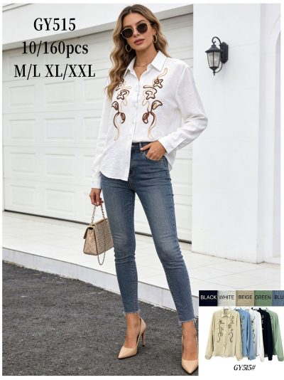 Camisa bordada relieve con botones 2