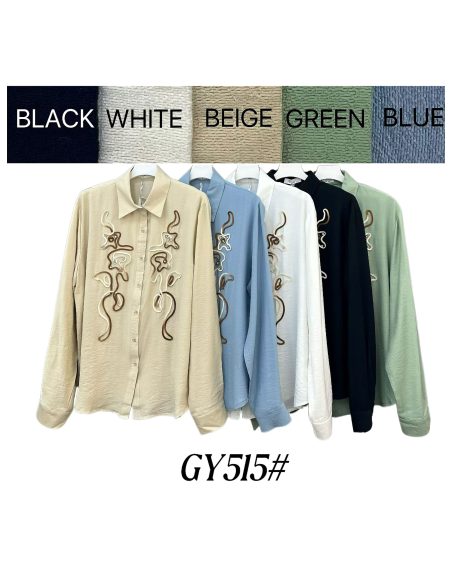 Besticktes Hemd mit erhabenem Muster und Knöpfen