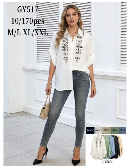 Camisa bordada de hojas