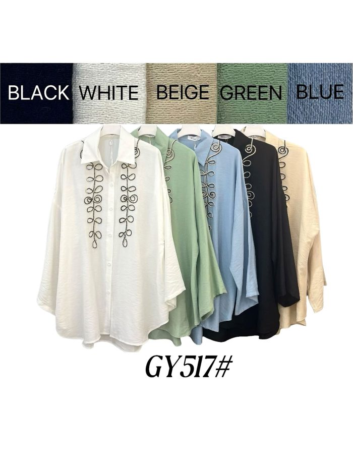 Camisa bordada de hojas