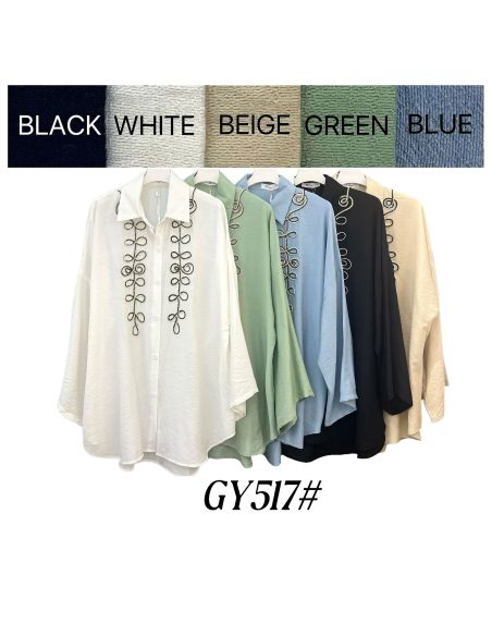 Camisa bordada de hojas