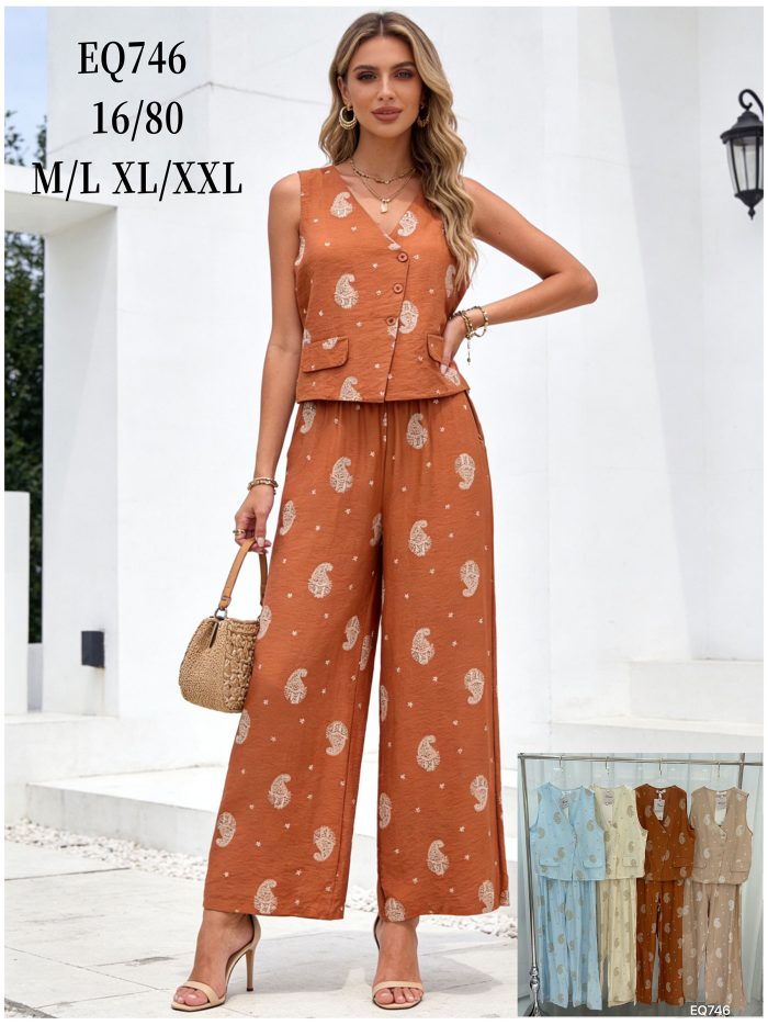 Conjunto estampado paisley: chaleco y pantalón