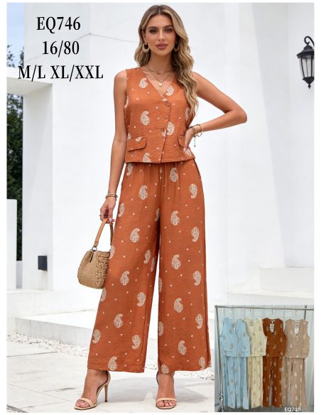 Conjunto estampado paisley: chaleco y pantalón