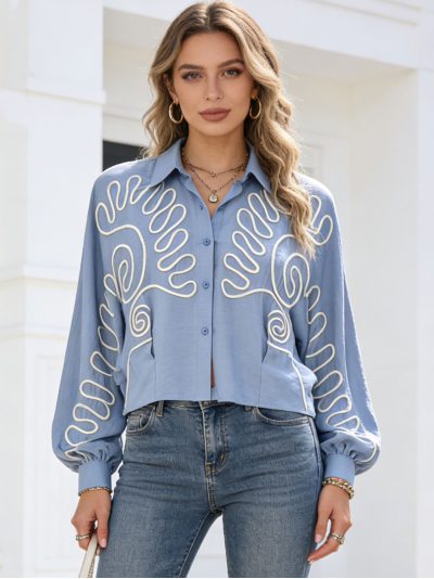 Camisa con bordado ondulado