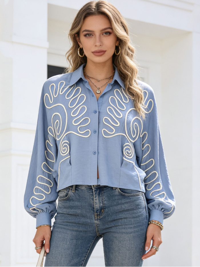 Camisa con bordado ondulado