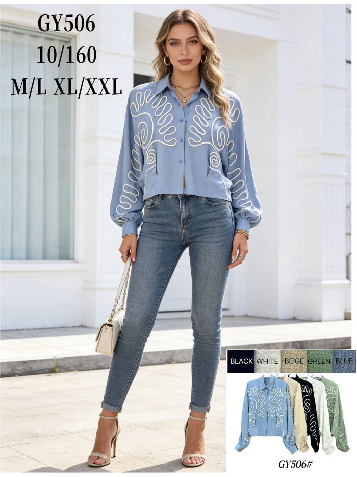 Camisa con bordado ondulado