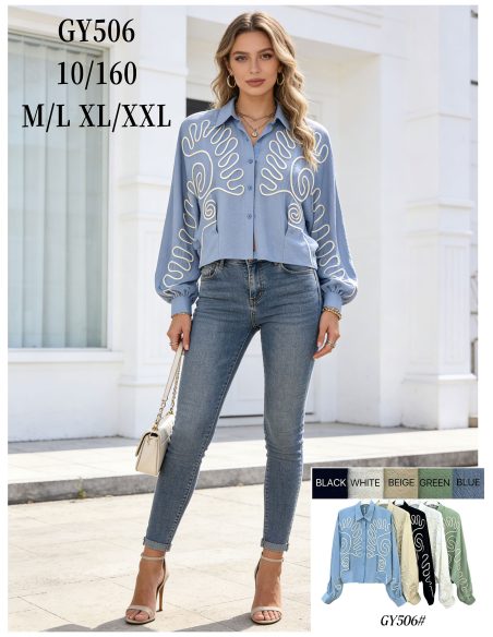 Camisa con bordado ondulado