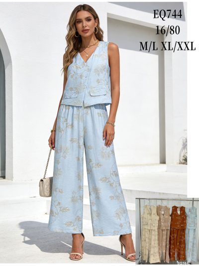 Conjunto estampado floral: chaleco y pantalón 2