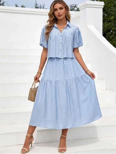 Conjunto camisa de manga corta y falda