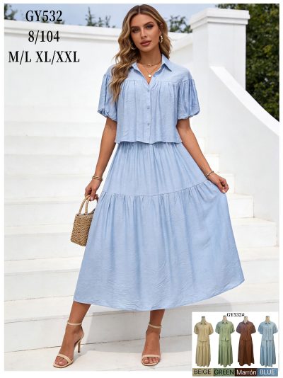 Conjunto camisa de manga corta y falda 2