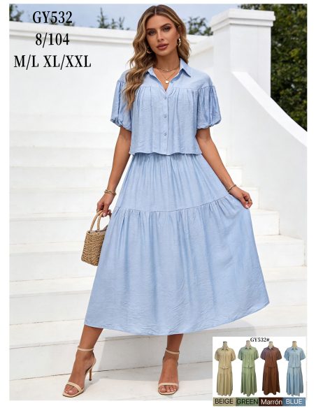 Conjunto camisa de manga corta y falda