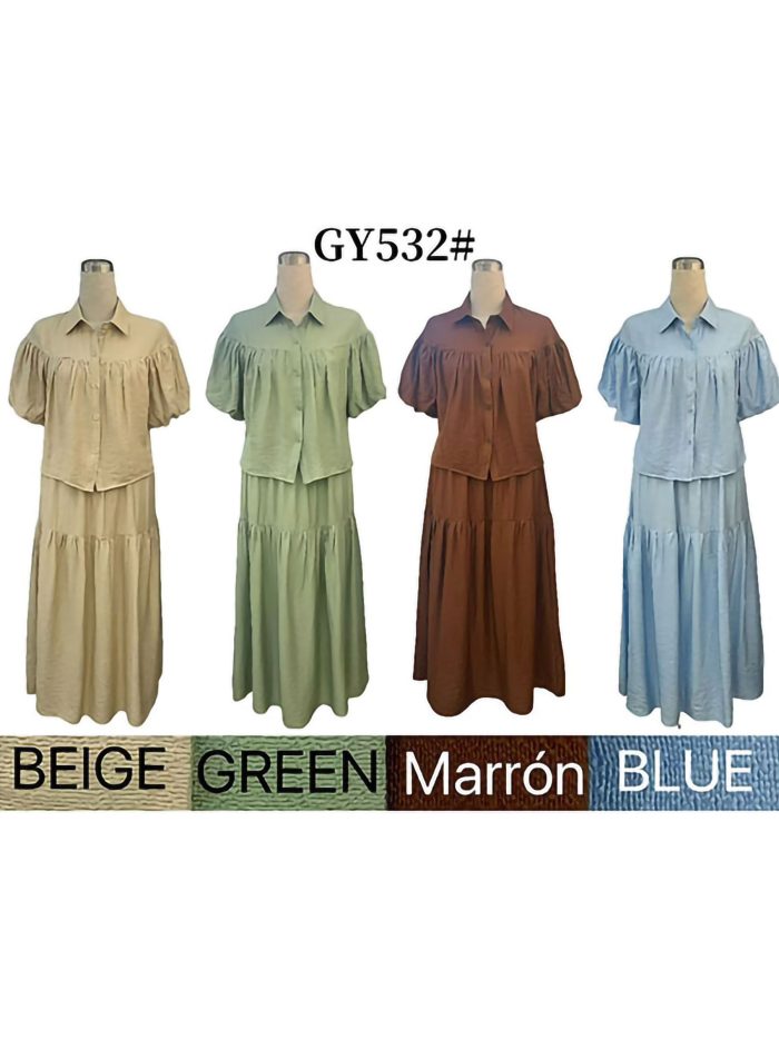 Conjunto camisa de manga corta y falda