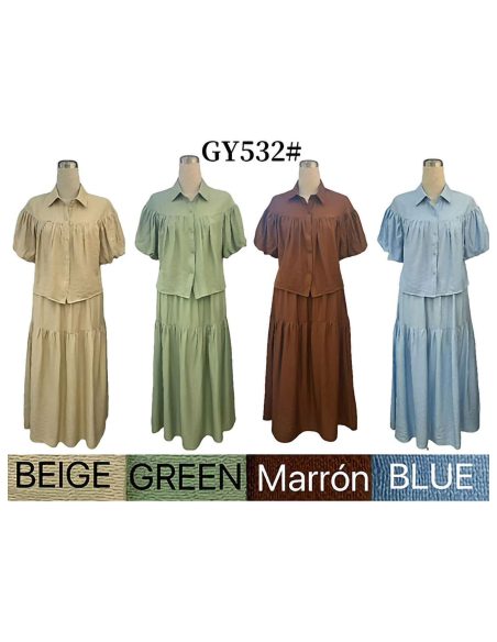 Conjunto camisa de manga corta y falda