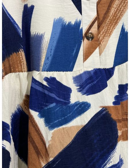 Abito midi stampato senza maniche con bottoni