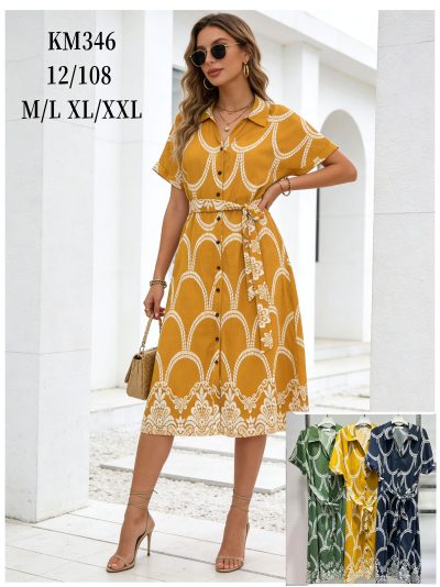 Vestido camisero midi estampado con cinturón 2