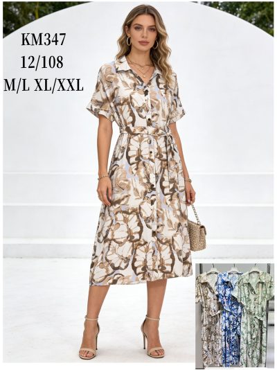 Vestido camisero midi estampado con cinturón 2