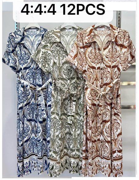 Bedrucktes Midi-Hemdkleid mit Gürtel