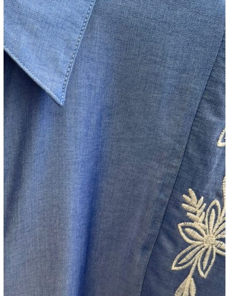 Ärmelloses Hemd mit Blumenstickerei an den Schultern