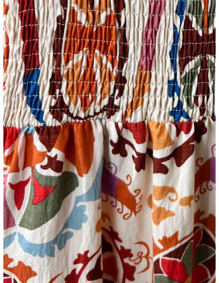 Vestido largo estampado frunces asimétrico