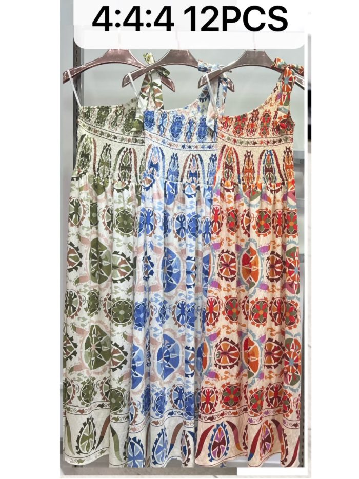 Vestido largo estampado frunces asimétrico