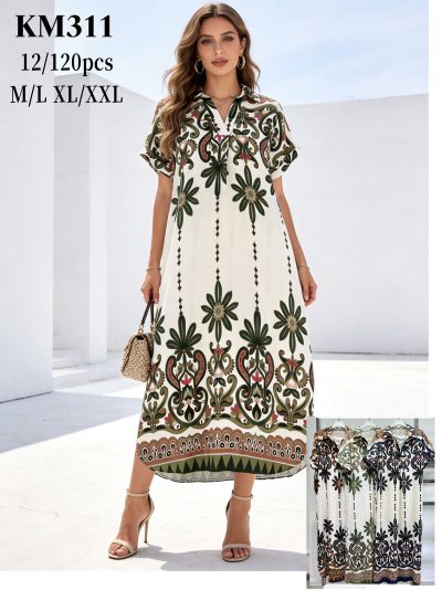 Robe midi bohème à bordure imprimée 2