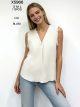 Blusa de lino sin mangas con flecos