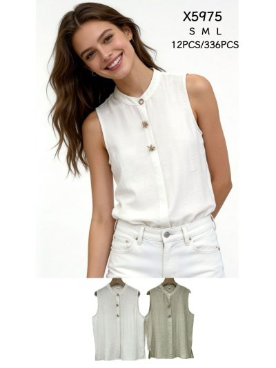 Blusa sin mangas con botones joya 2