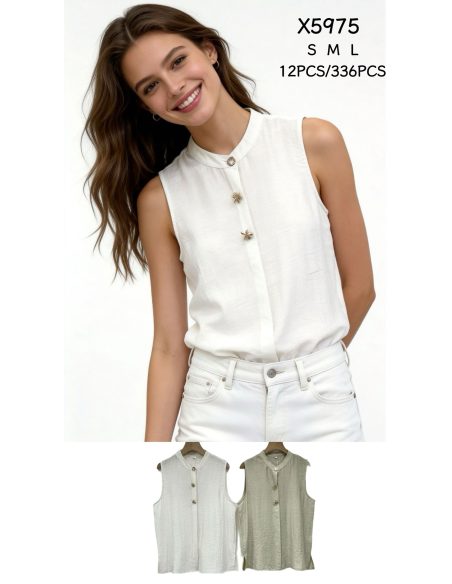 Blusa sin mangas con botones joya