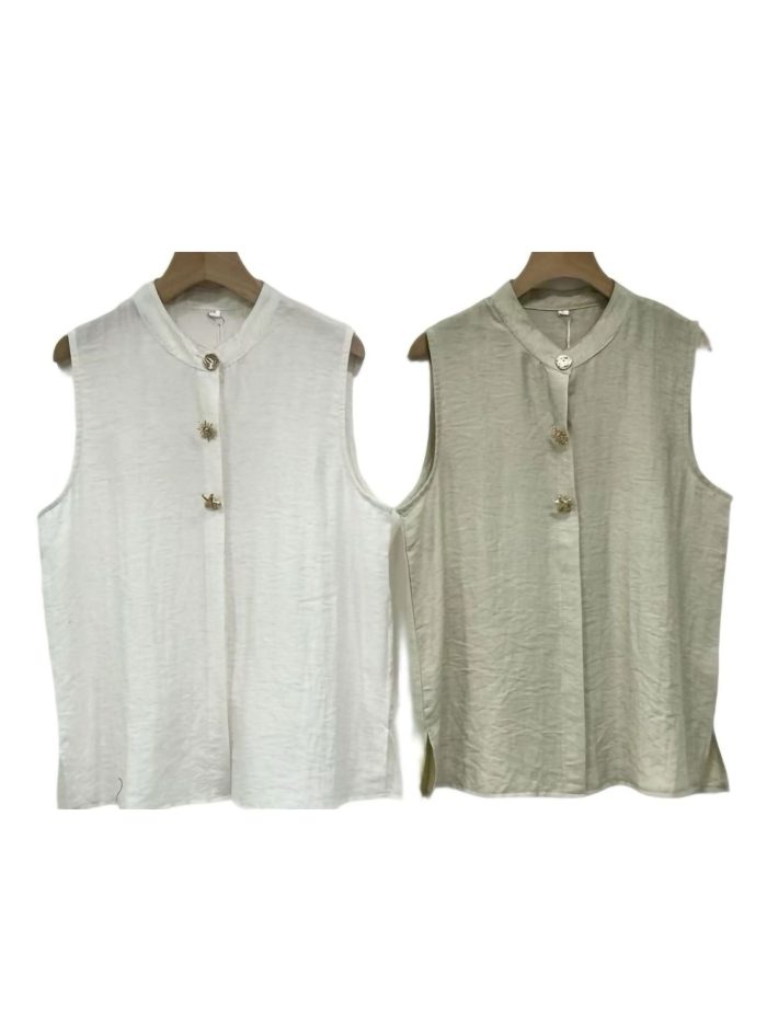 Blusa sin mangas con botones joya