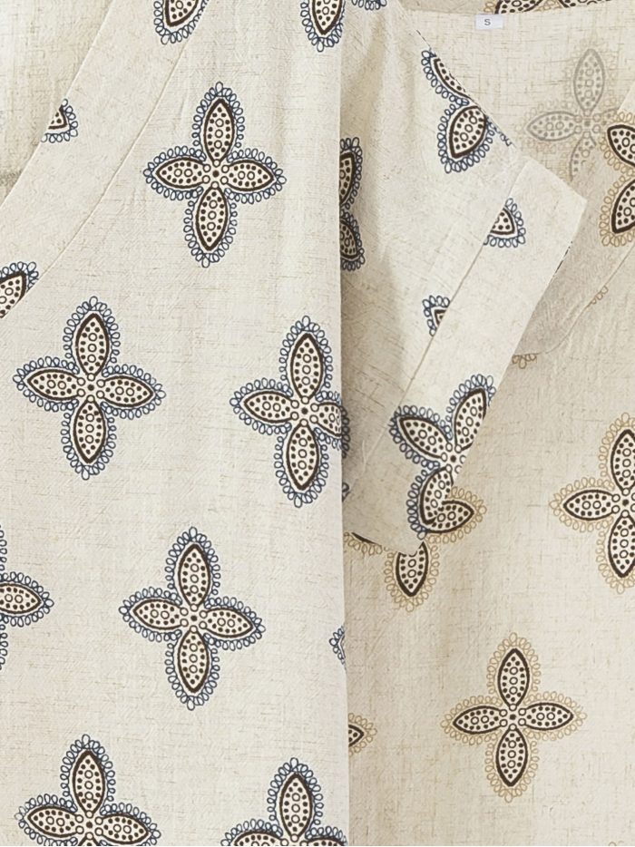 Leinen-Set mit Print: Bluse und Hose