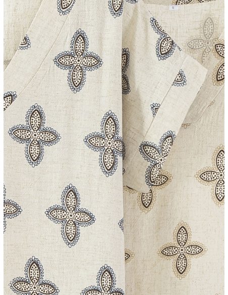 Leinen-Set mit Print: Bluse und Hose