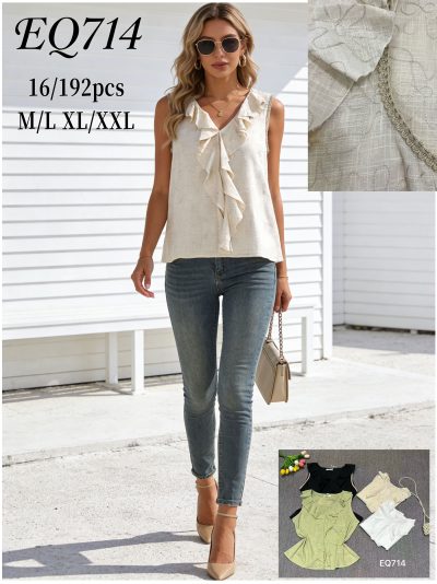 Ärmellose Bluse mit Kaskadenrüsche 2