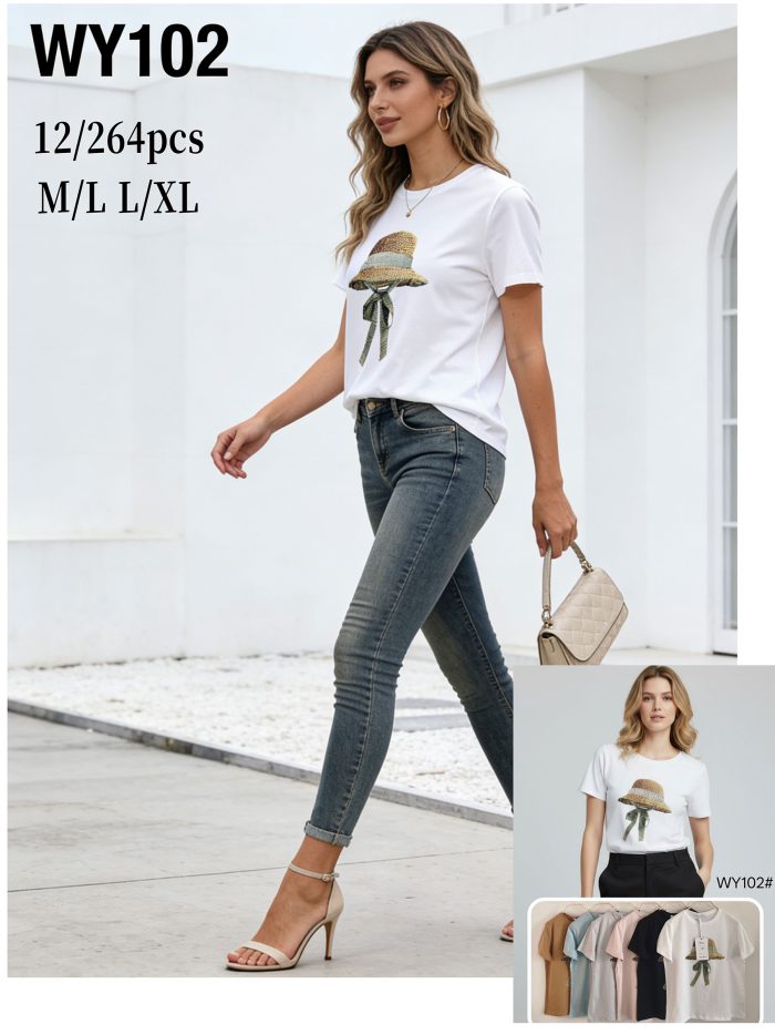 Camiseta con estampado de sombrero