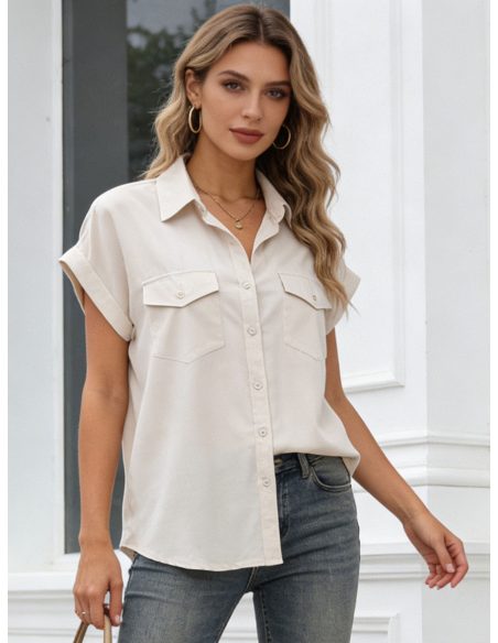 Camisa fluida de manga corta con bolsillos