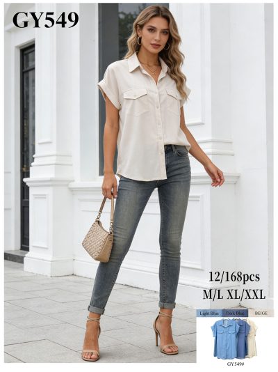 Camisa fluida de manga corta con bolsillos 2