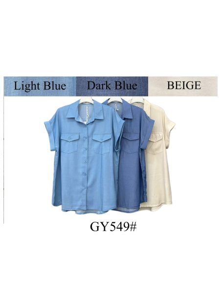 Camisa fluida de manga corta con bolsillos