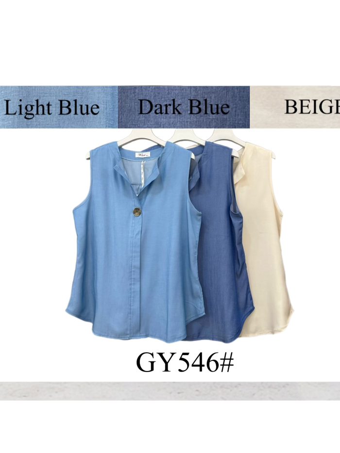 Blusa sin mangas con botón decorativo