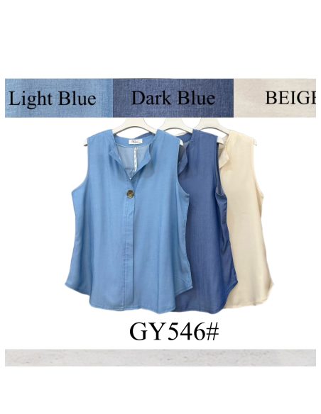 Blusa sin mangas con botón decorativo
