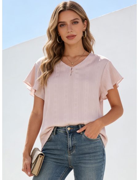 Blusa textura manga volantes