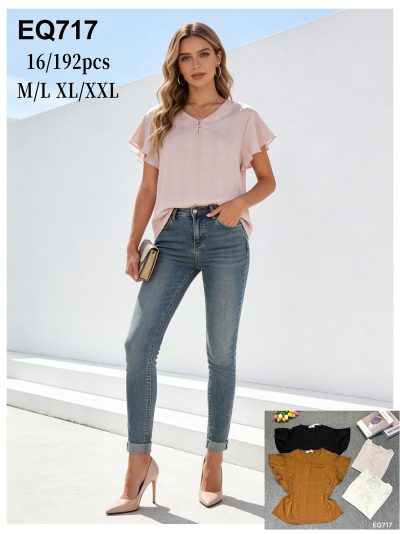 Blusa textura manga volantes 2