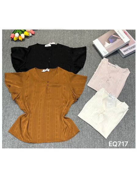 Blusa textura manga volantes