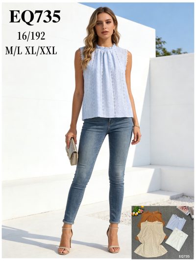 Blusa bordada calada cuello fruncido 2