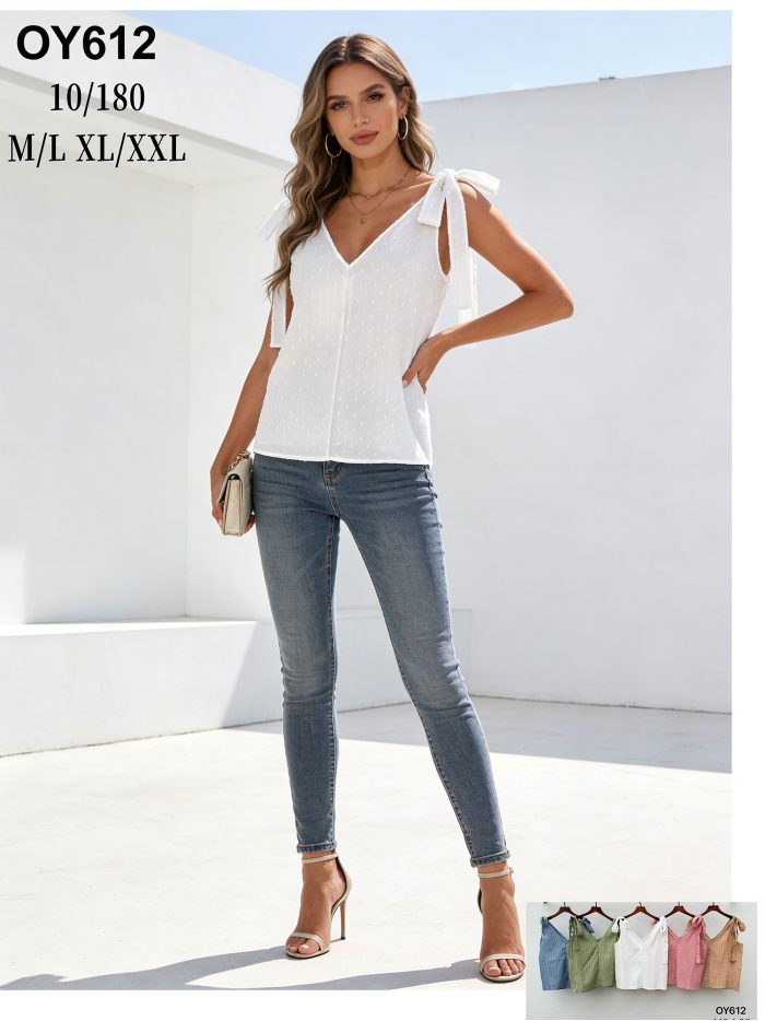 Top plumeti con lazos en hombros