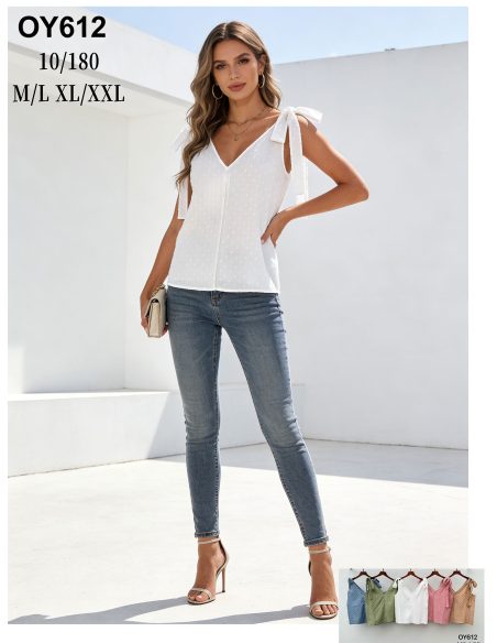 Top plumeti con lazos en hombros