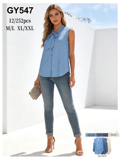 Blusa sin mangas con lazada al cuello 2