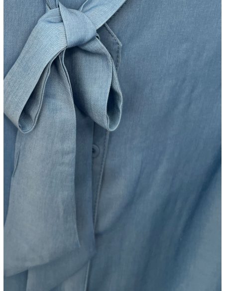 Ärmellose Bluse mit Bindeband am Hals